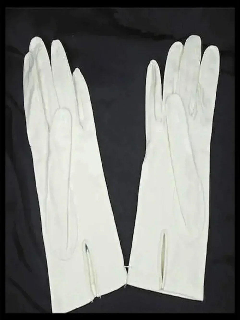 White Kid Leather Gloves, Multicolor Floral Embroidery - 50s 1950s Vintage